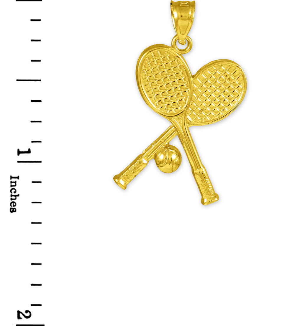 Tennis Racquets and Ball Gold Charm Sports Pendant Necklace, view 2