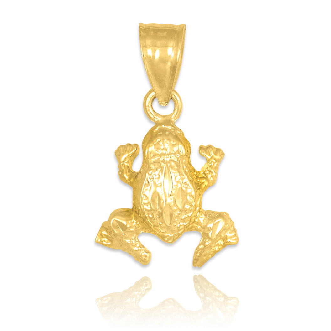 Textured Gold Frog Charm Pendant Necklace, view 2