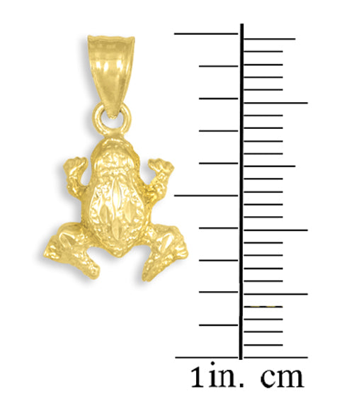 Textured Gold Frog Charm Pendant Necklace, view 3