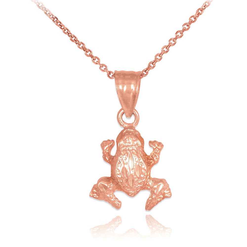 Textured Gold Frog Charm Pendant Necklace, view 4