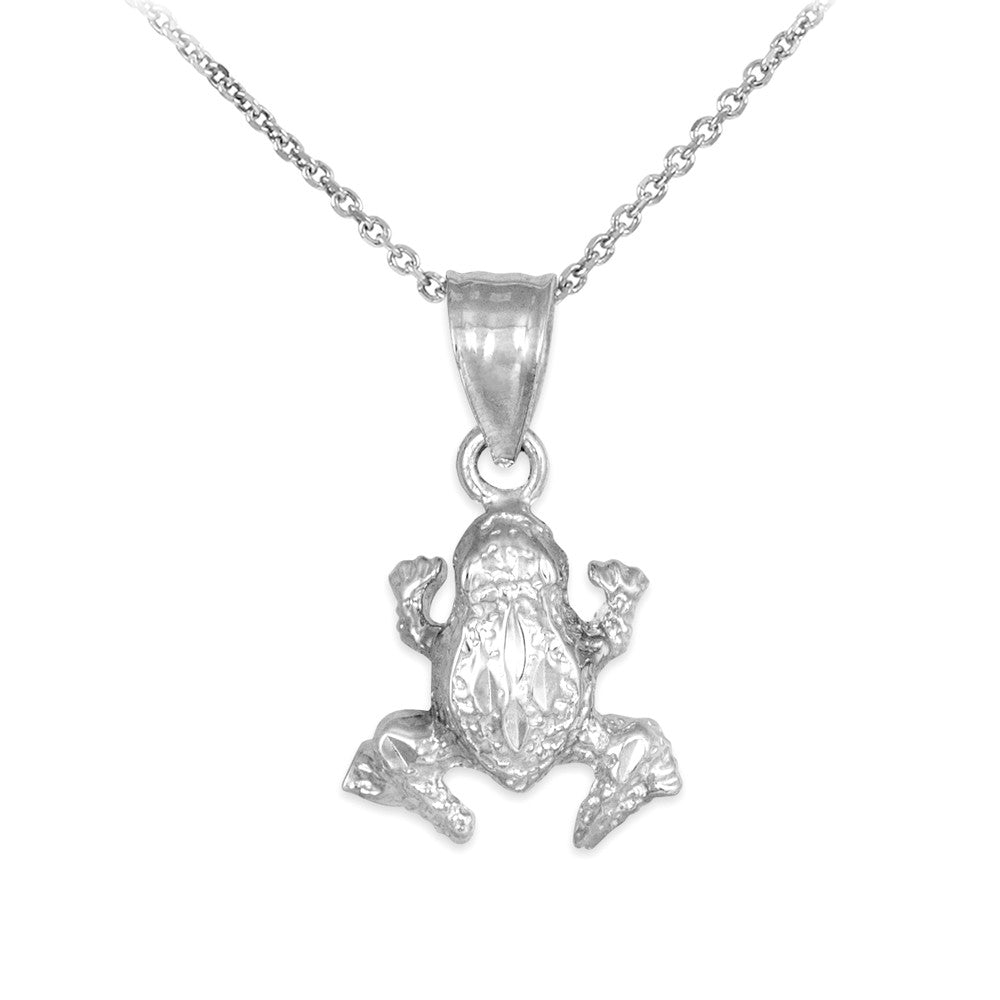 Textured Gold Frog Charm Pendant Necklace, view 5