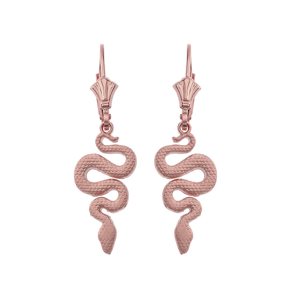 Textured Snake-Serpent Leverback Earrings, view 2