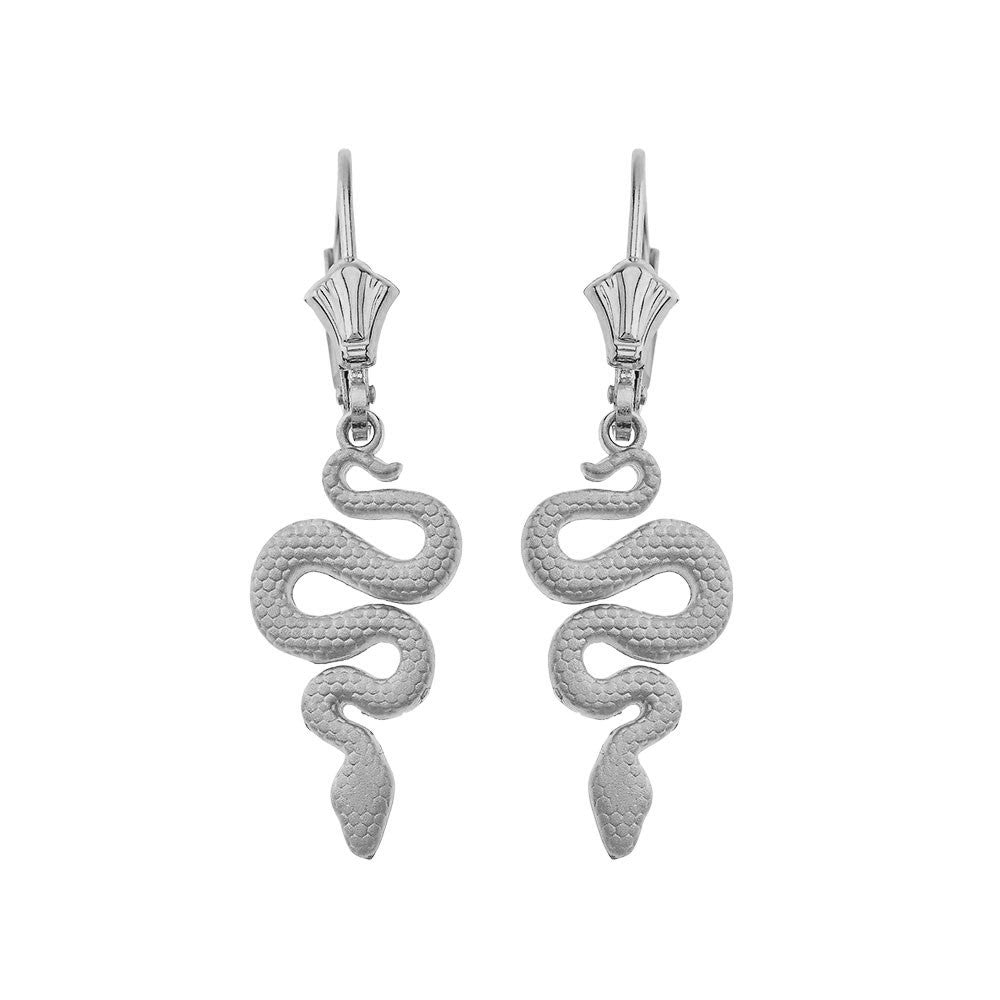 Textured Snake-Serpent Leverback Earrings, view 3