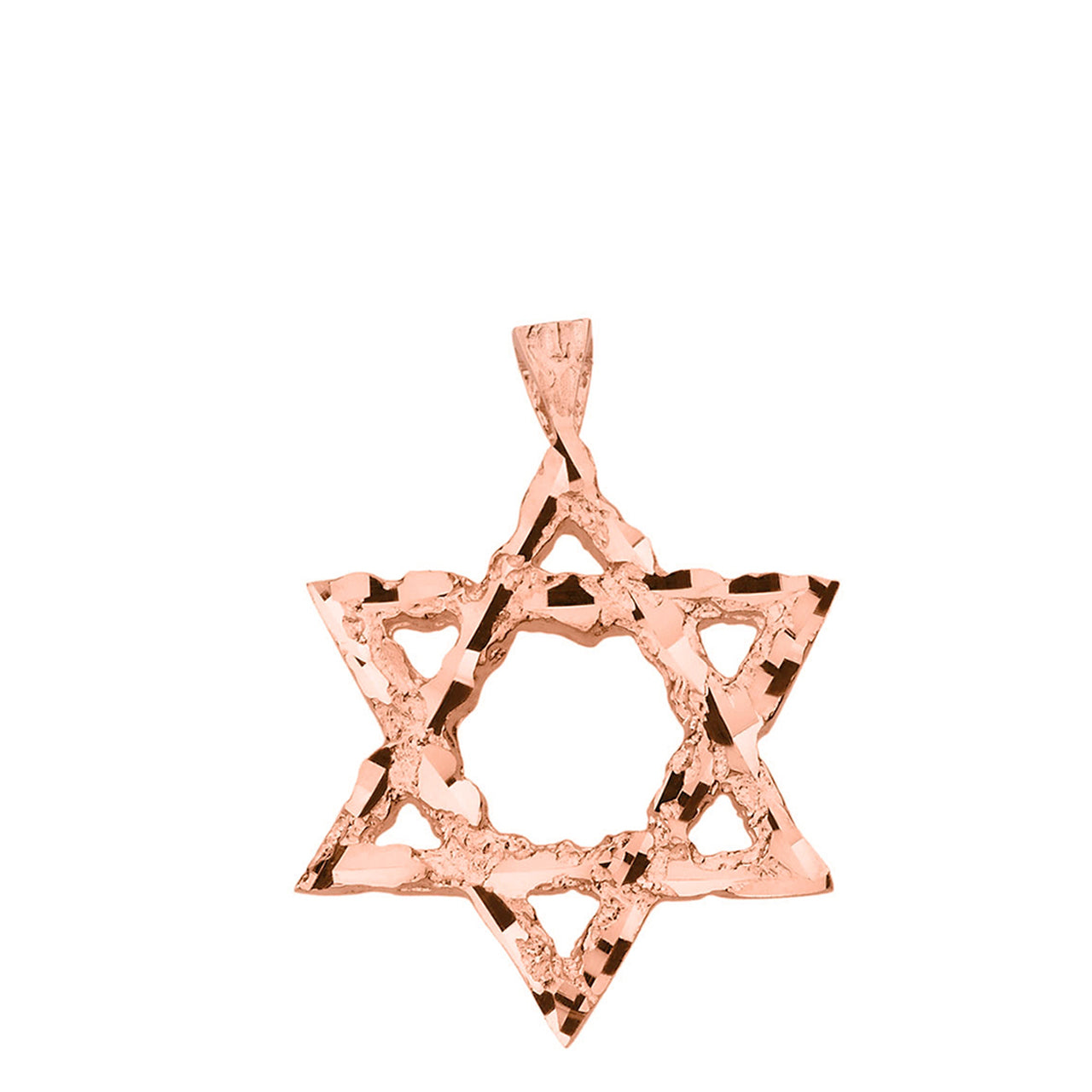 Textured Star of David Pendant Necklace in Solid Gold, view 5