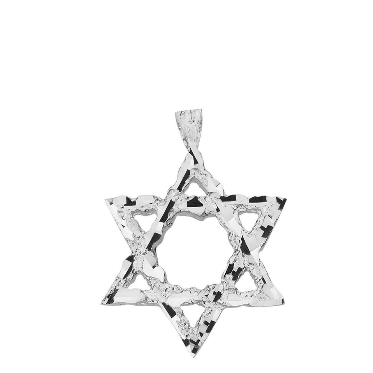 Textured Star of David Pendant Necklace in Solid Gold, view 7