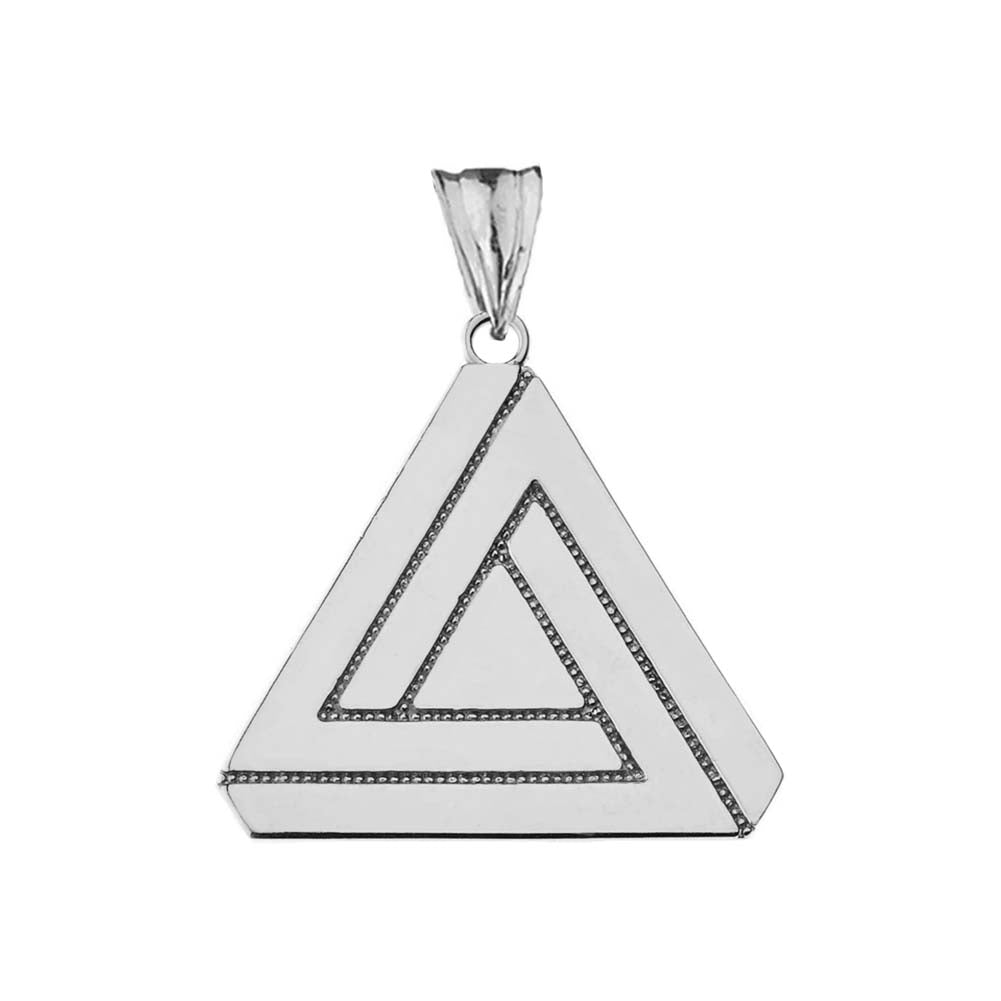 The Impossible (Penrose) Triangle Pendant Necklace in Sterling Silver, view 2