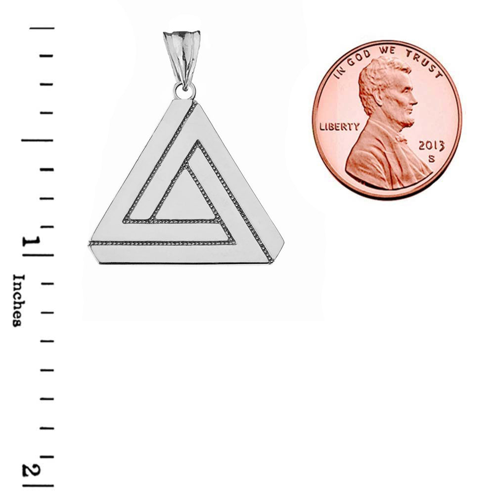 The Impossible (Penrose) Triangle Pendant Necklace in Sterling Silver, view 3
