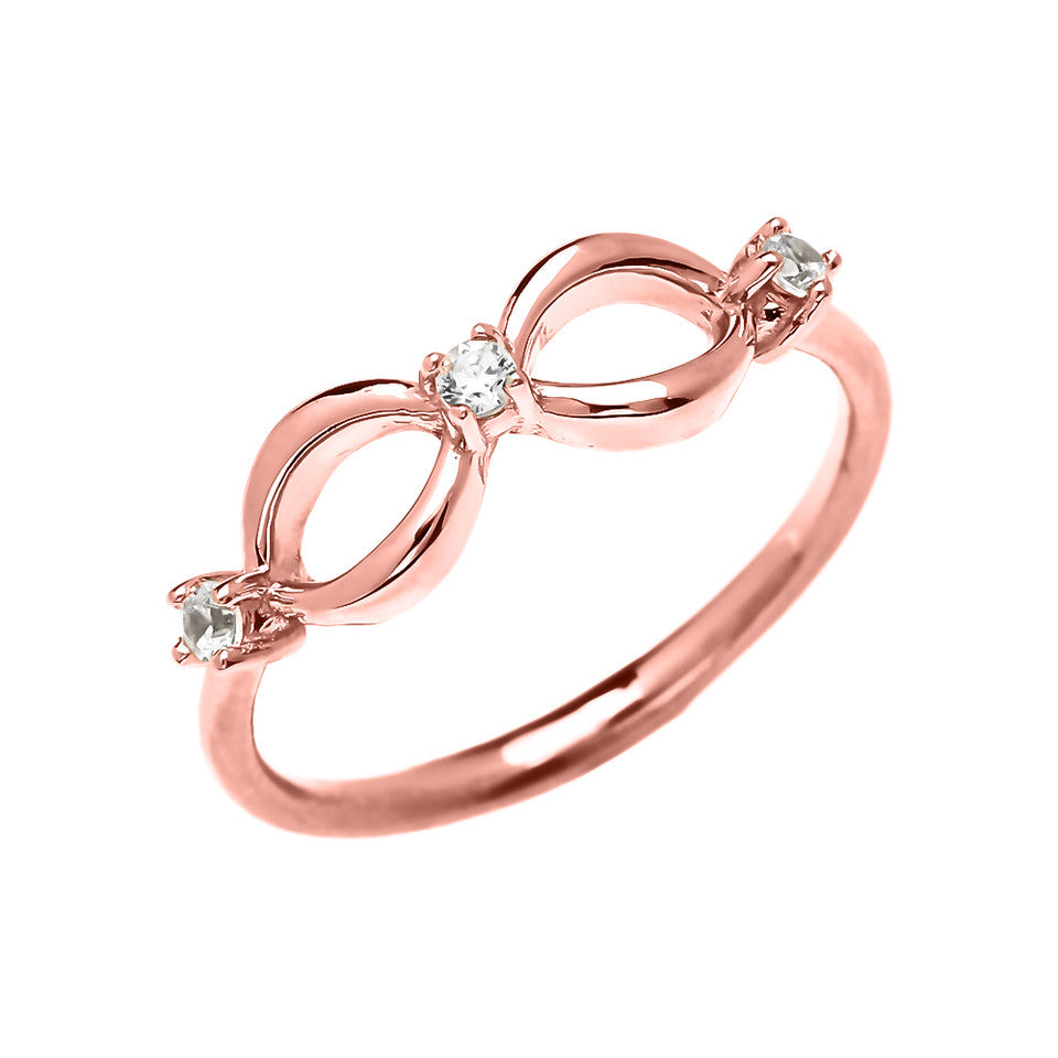 Three Cubic Zirconia Dainty Infinity Gold Ring, view 2