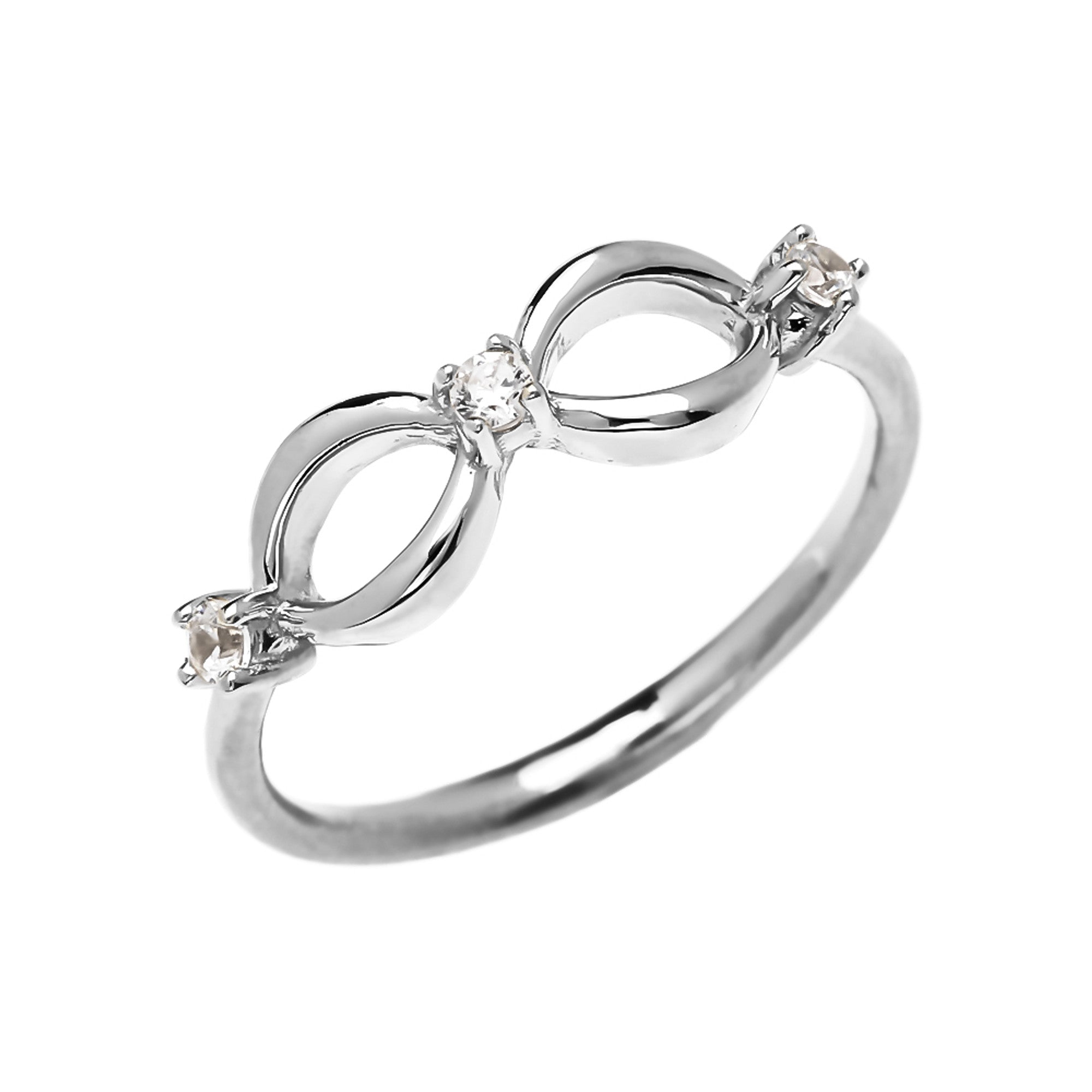 Three Cubic Zirconia Dainty Infinity Gold Ring, view 3