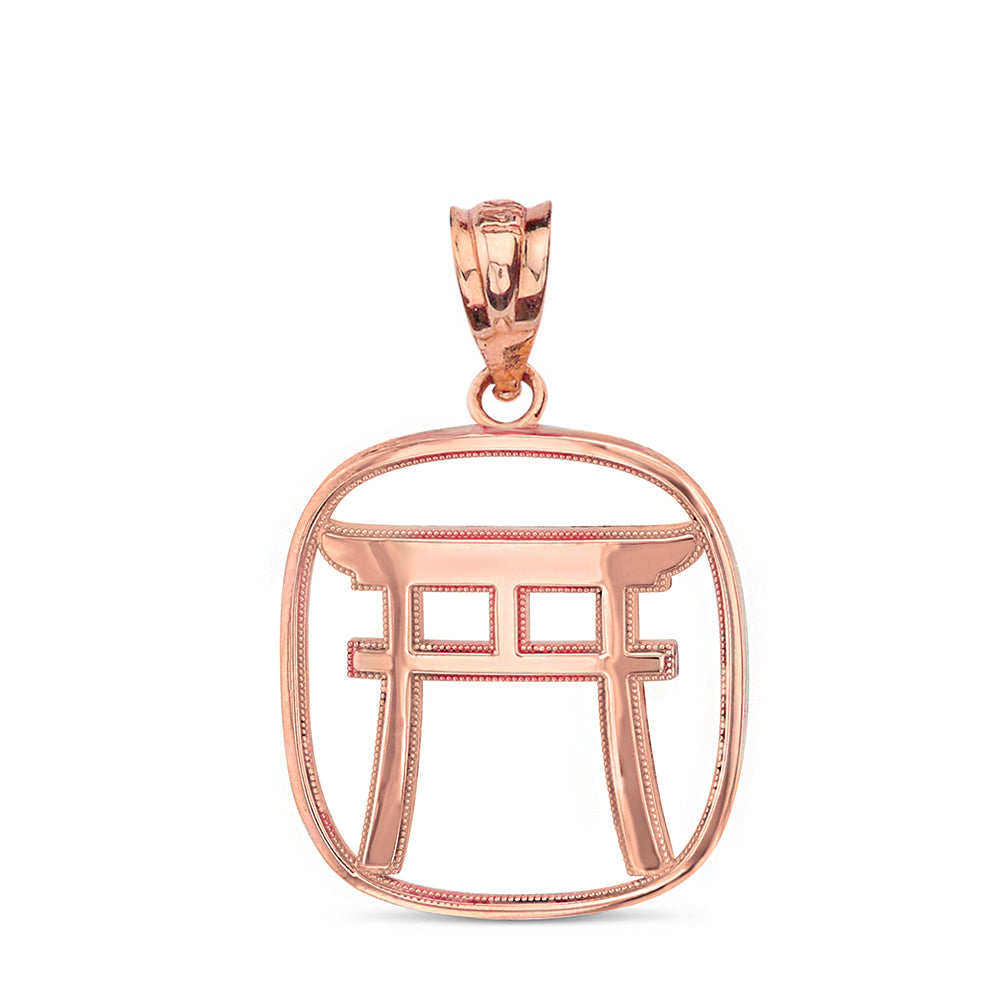 Torii Gate Japanese Symbol Shinto Shrine Pendant Necklace in Solid Gold, view 6