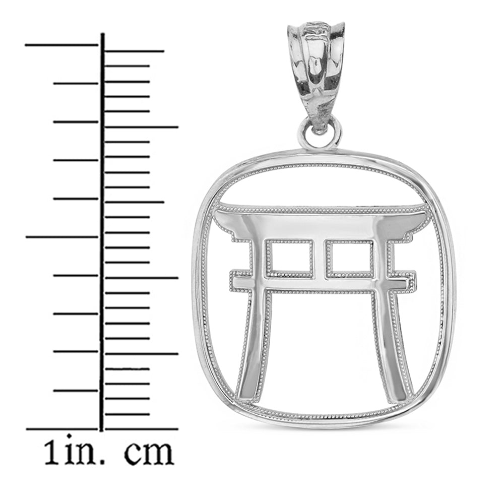 Torii Gate Japanese Symbol Shinto Shrine Pendant Necklace in Solid Gold, view 9