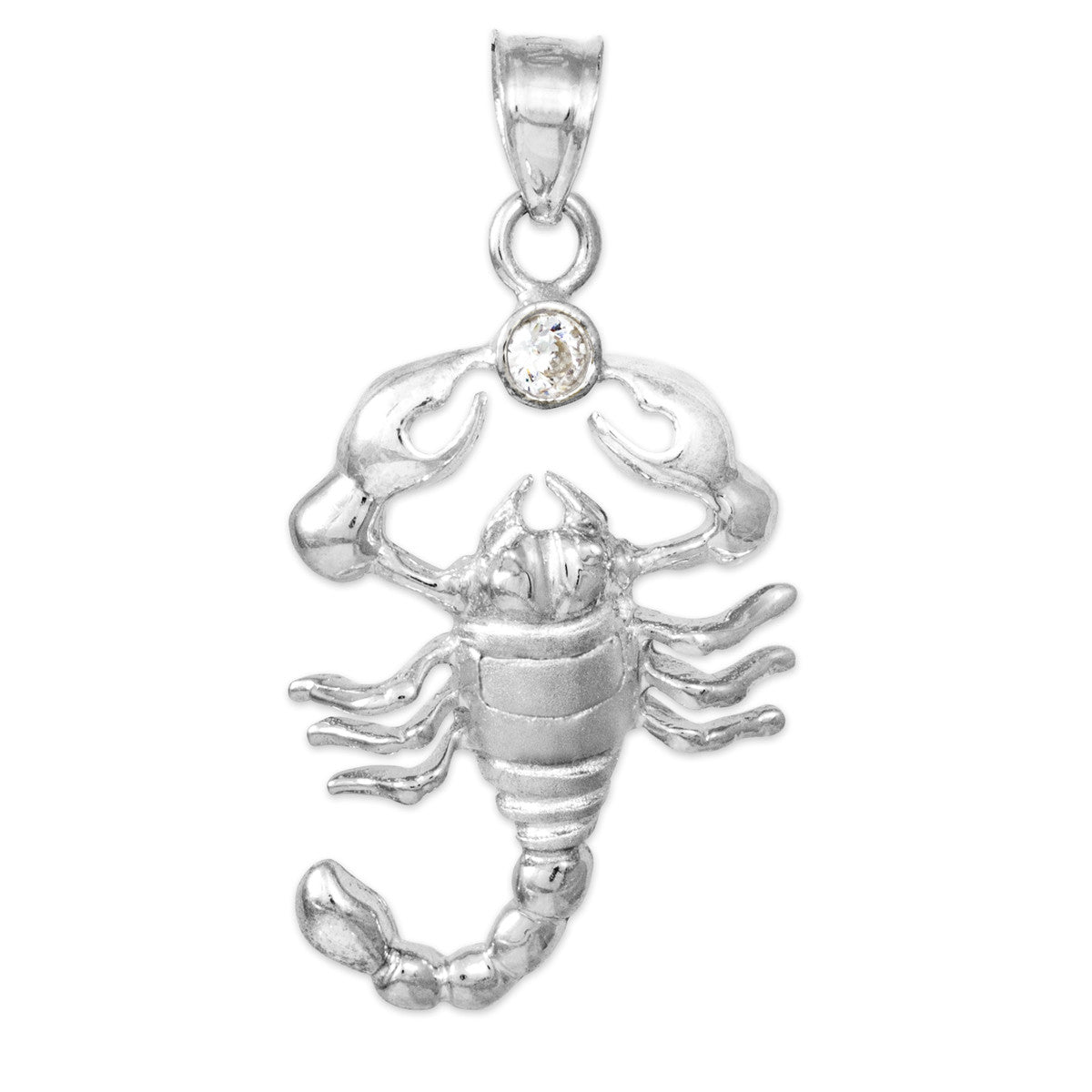 Tri-Color Gold CZ Scorpion Charm Pendant Necklace, view 3