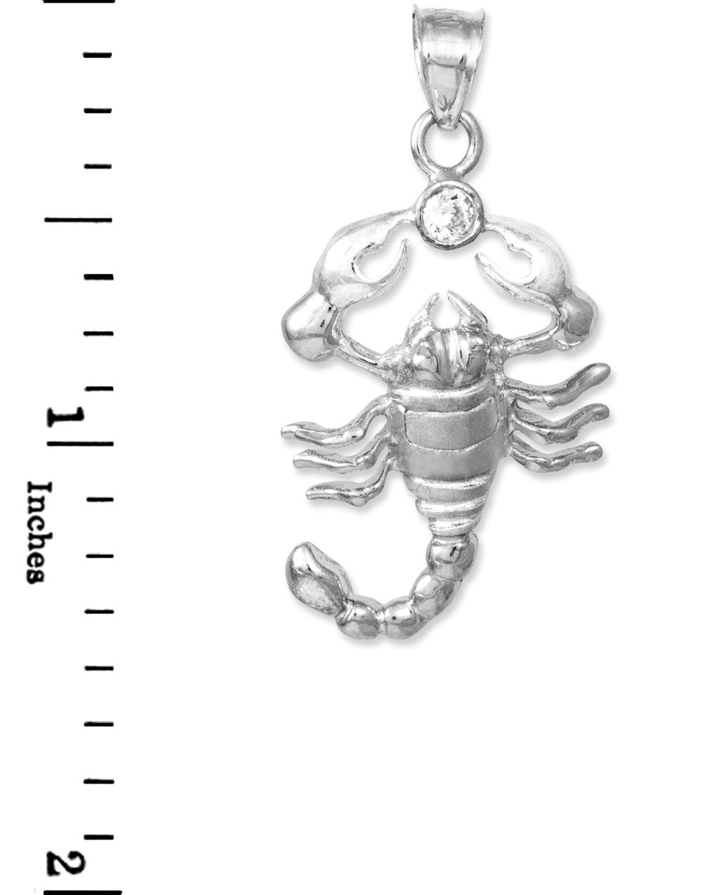 Tri-Color Gold CZ Scorpion Charm Pendant Necklace, view 4
