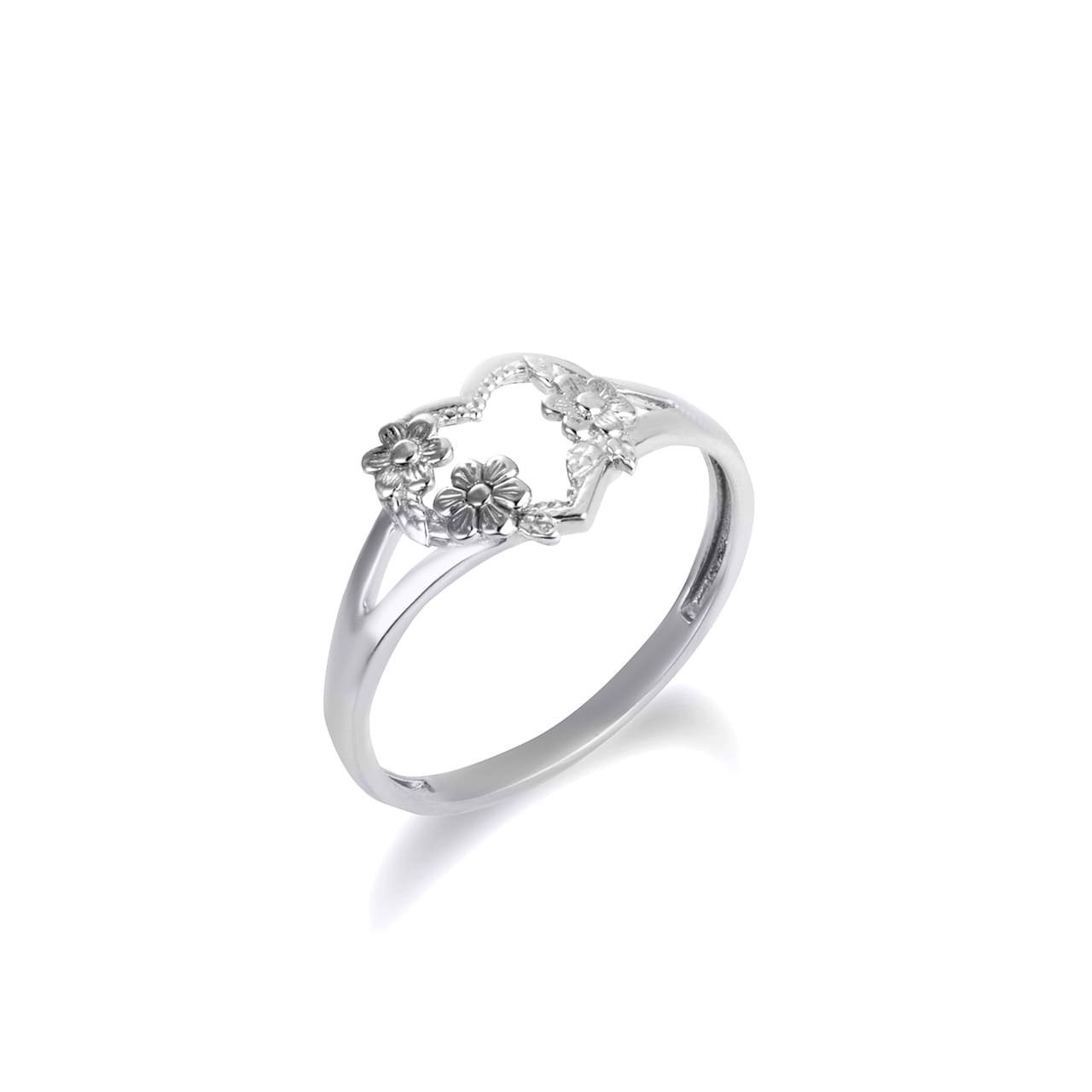 Tri-Color Gold Daisy Flower Heart Ring, view 5