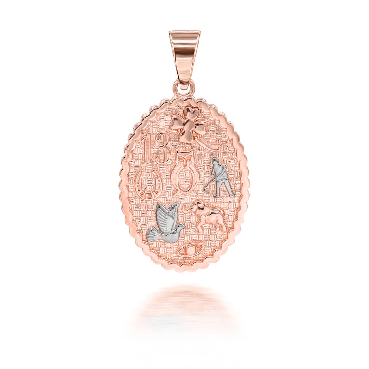 Tri-Color Gold Lucky Charm Pendant Necklace, view 5