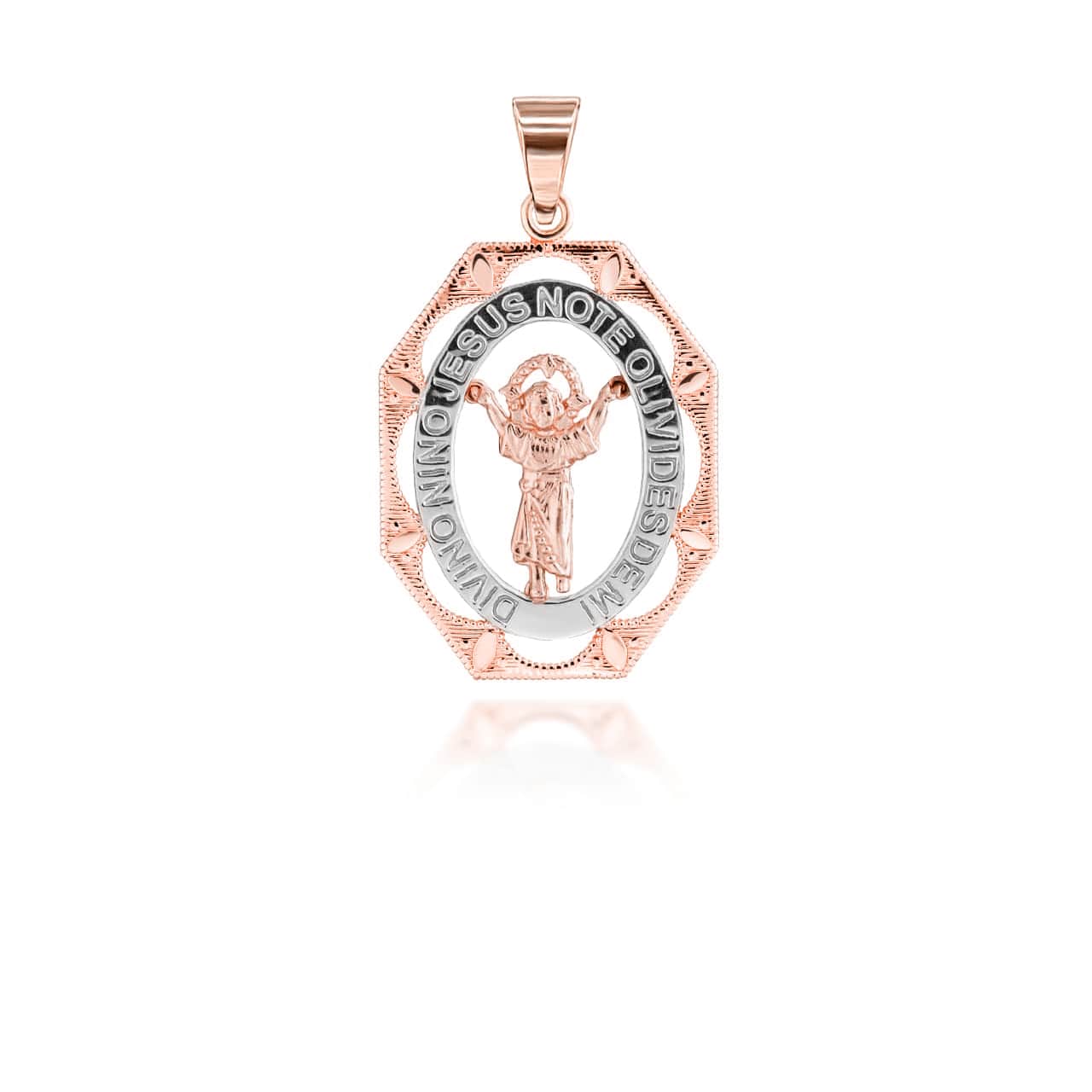 Tri Tone Divino Nino Jesus Large Pendant Necklace, view 5