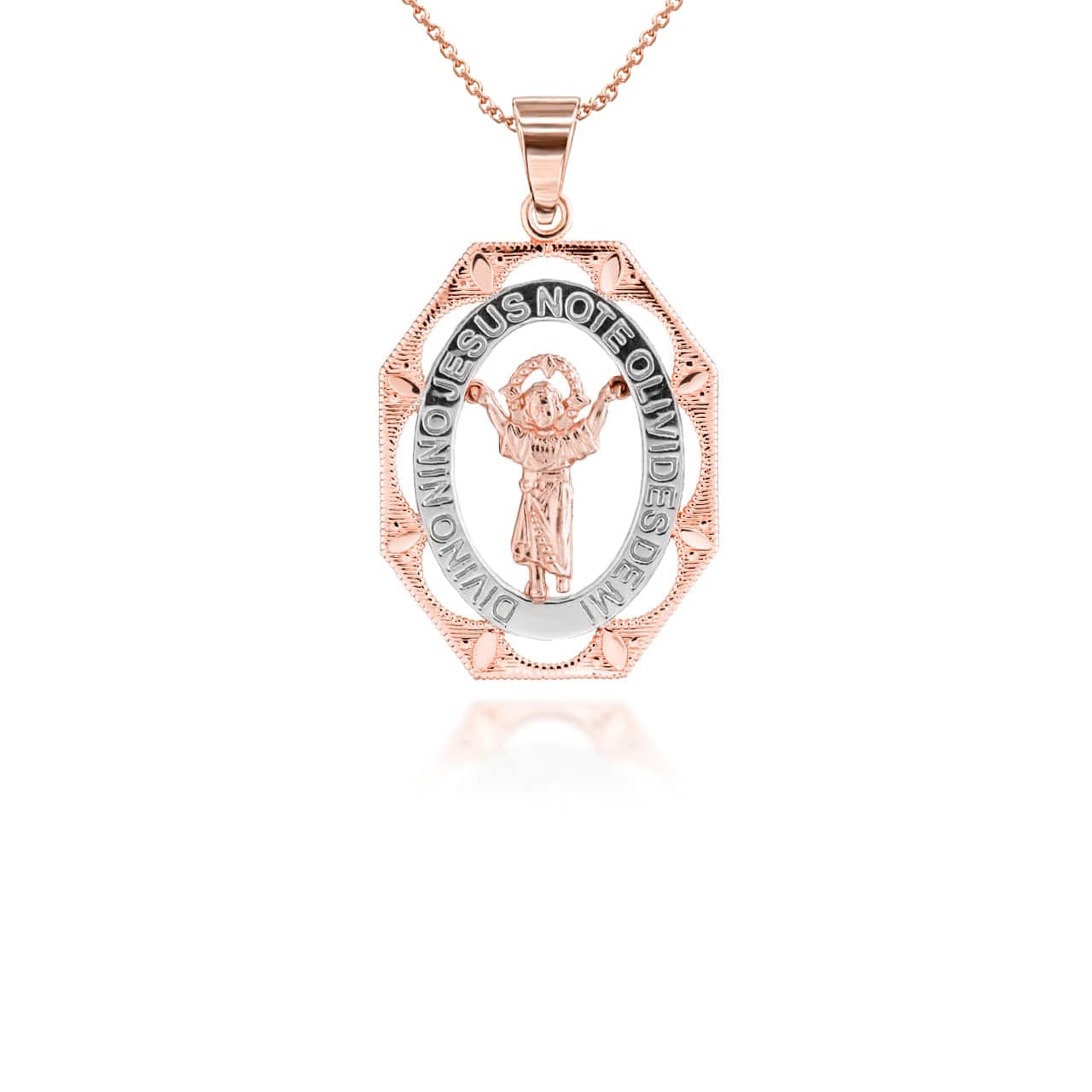 Tri Tone Divino Nino Jesus Large Pendant Necklace, view 6