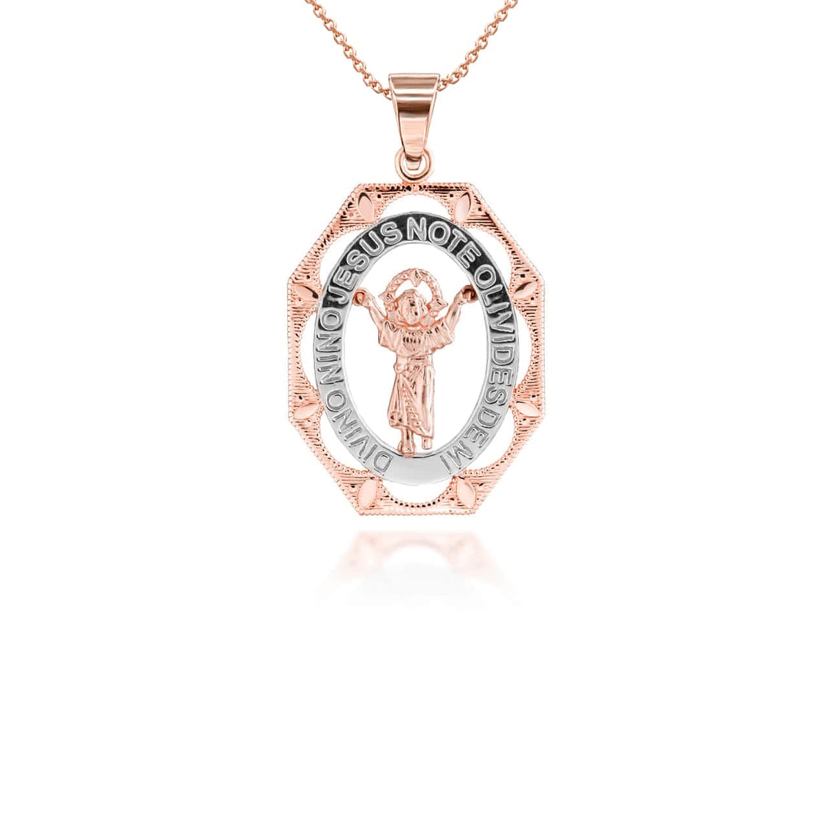Tri Tone Divino Nino Jesus Small Pendant Necklace, view 8