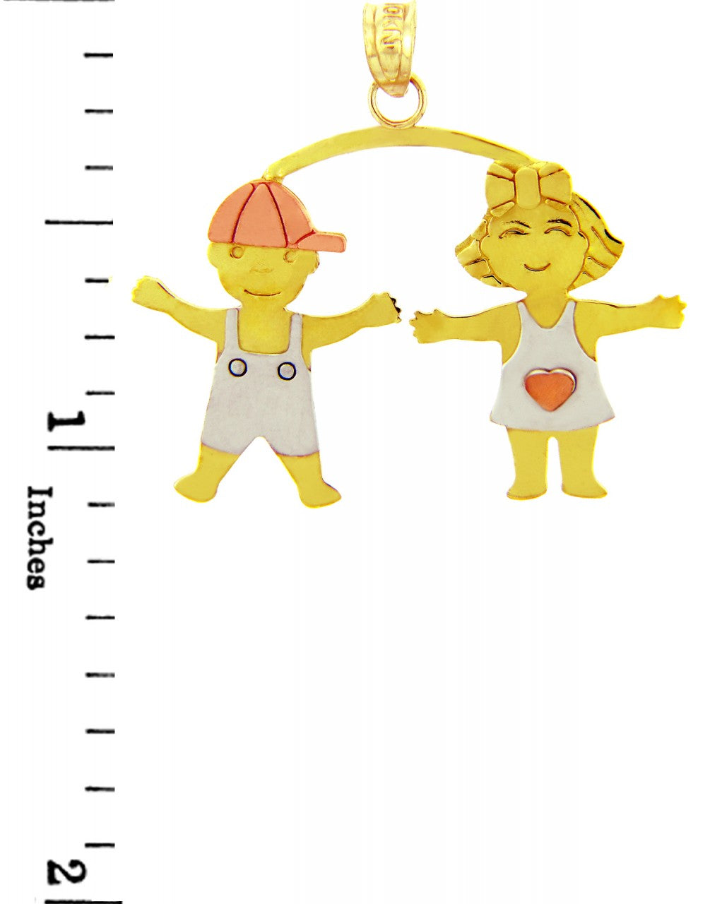 Tri-Tone Gold Boy and Girl Charm, view 2
