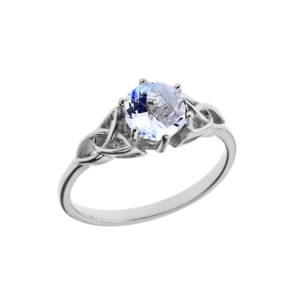 Trinity Knot Personalized Birthstone Engagement/Proposal Ring in Sterling Silver, view 2