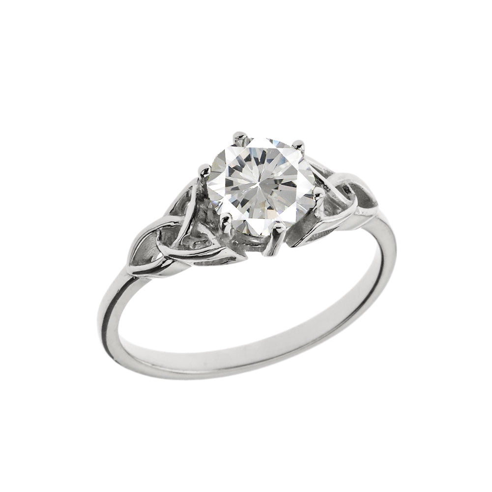 Trinity Knot Personalized Birthstone Engagement/Proposal Ring in Sterling Silver, view 3