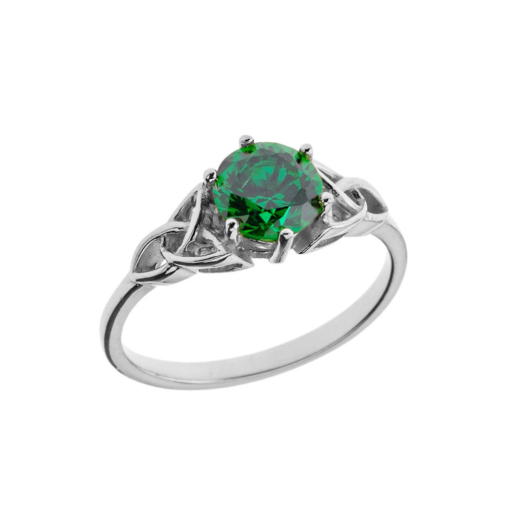 Trinity Knot Personalized Birthstone Engagement/Proposal Ring in Sterling Silver, view 4