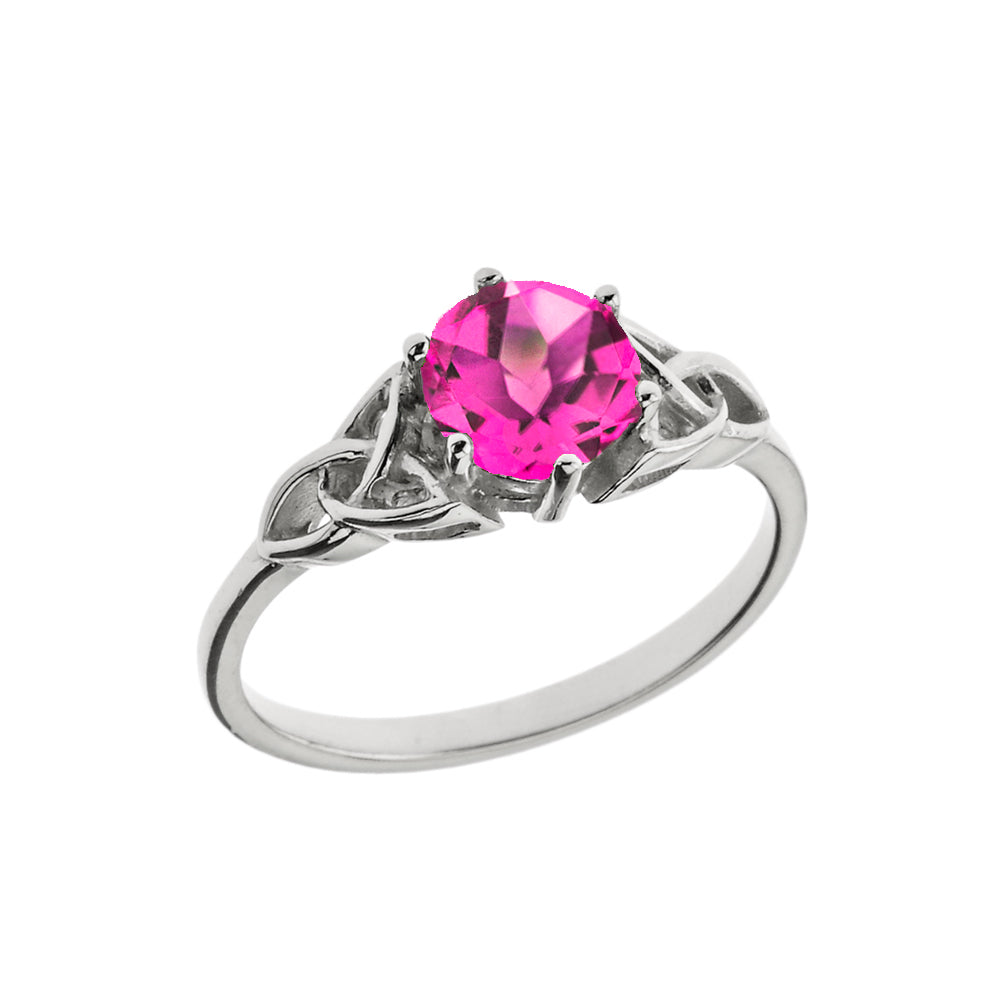 Trinity Knot Personalized Birthstone Engagement/Proposal Ring in Sterling Silver, view 5