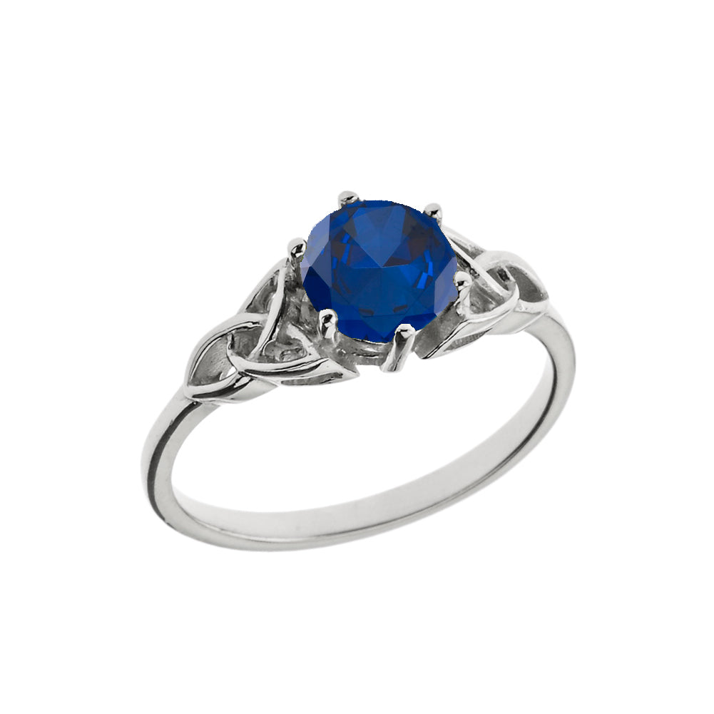 Trinity Knot Personalized Birthstone Engagement/Proposal Ring in Sterling Silver, view 7