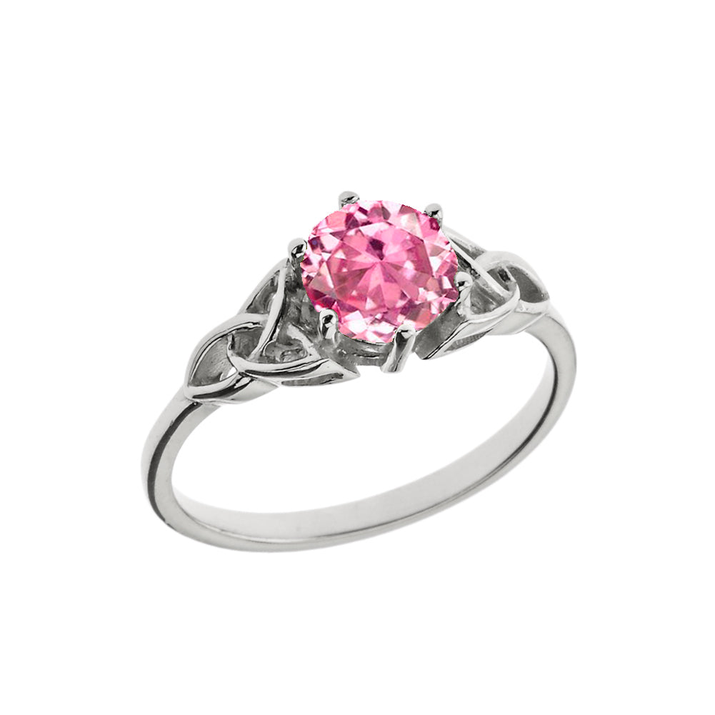 Trinity Knot Personalized Birthstone Engagement/Proposal Ring in Sterling Silver, view 8