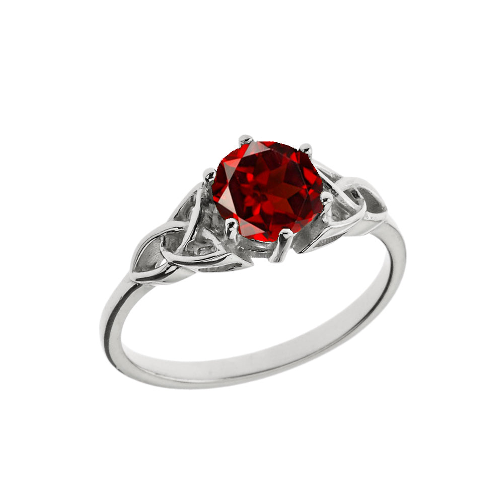Trinity Knot Personalized Genuine Birthstone Engagement/Proposal Ring in Sterling Silver, view 2