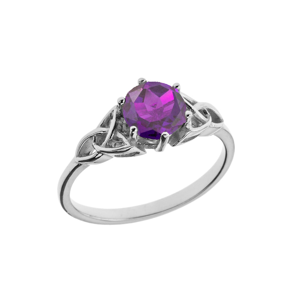Trinity Knot Personalized Genuine Birthstone Engagement/Proposal Ring in Sterling Silver, view 3