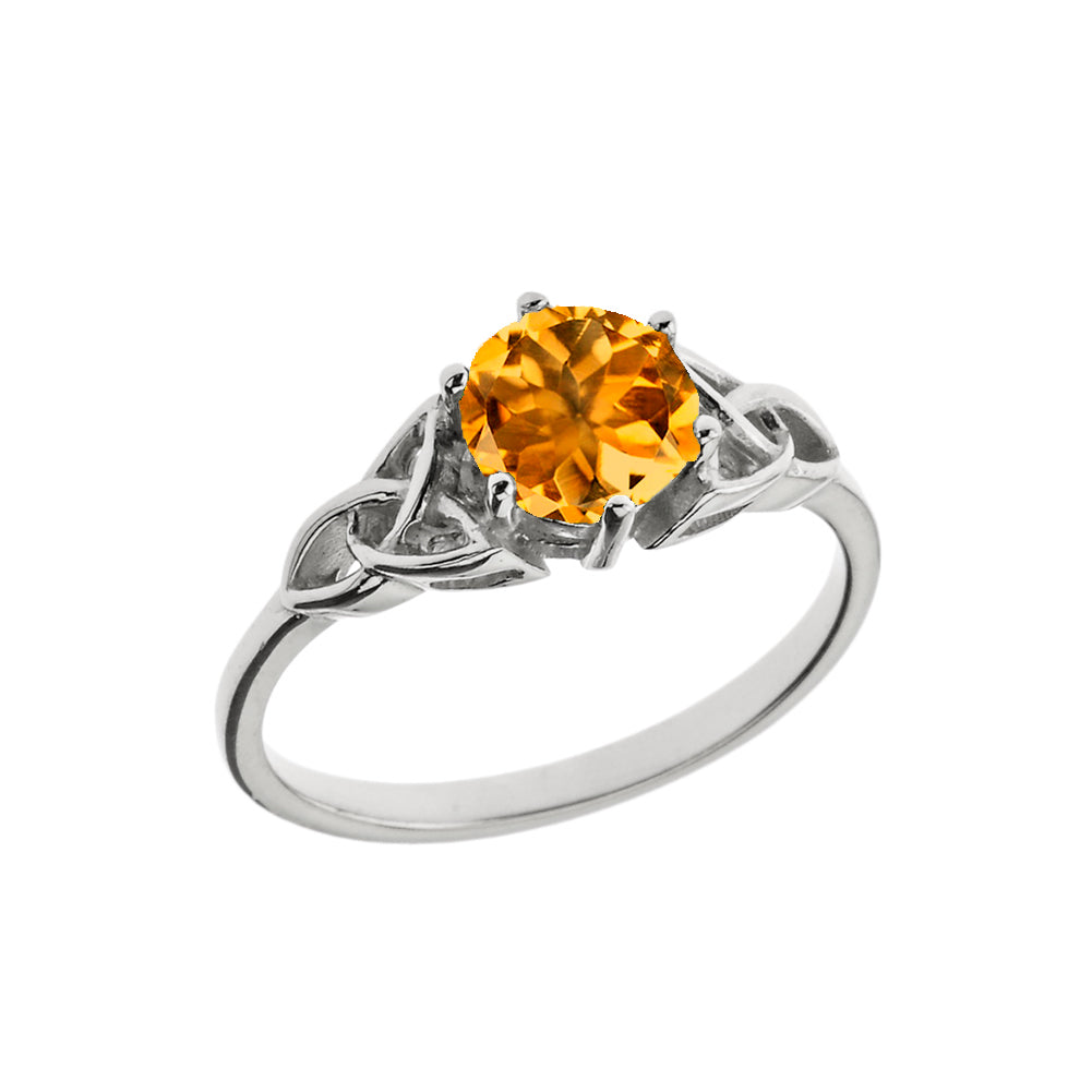 Trinity Knot Personalized Genuine Birthstone Engagement/Proposal Ring in Sterling Silver, view 5