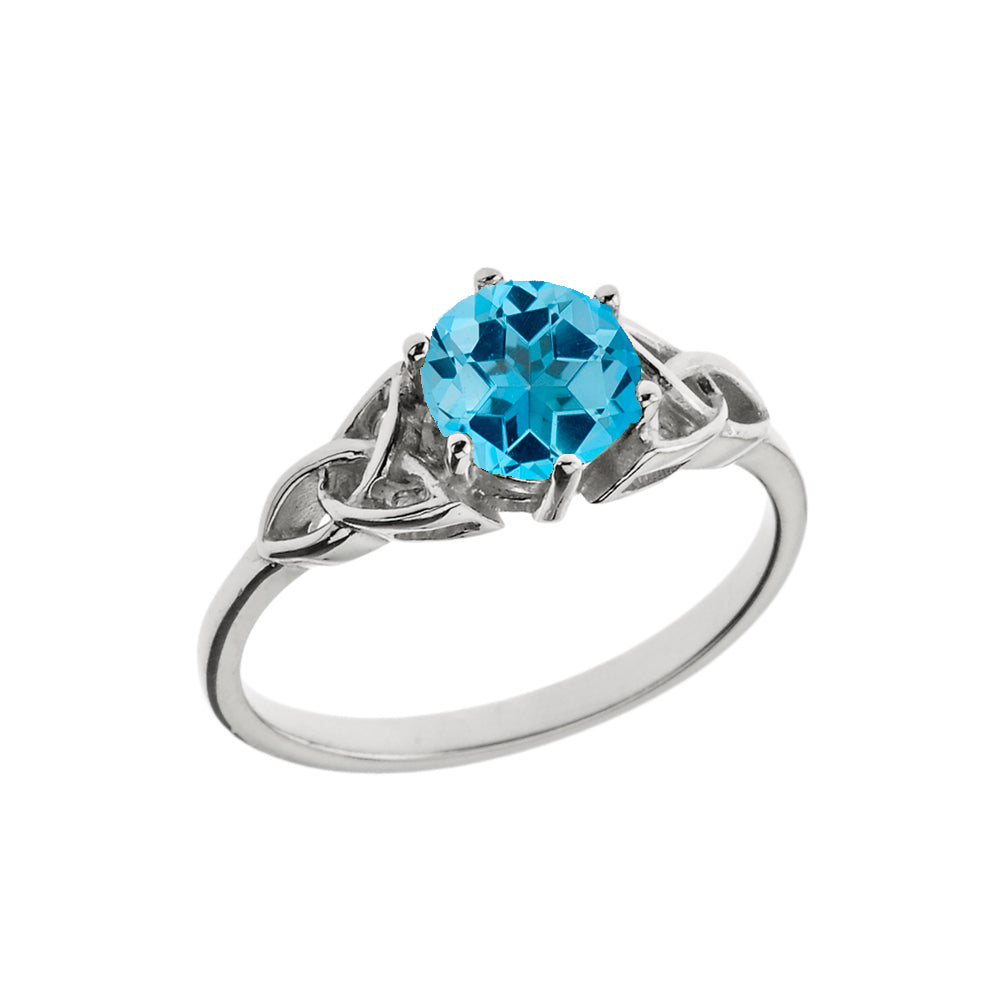 Trinity Knot Personalized Genuine Birthstone Engagement/Proposal Ring in Sterling Silver, view 6