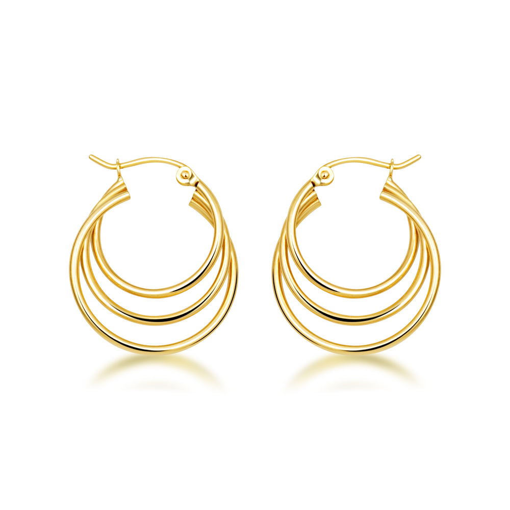 Triple Hoop Earrings in 14K Gold