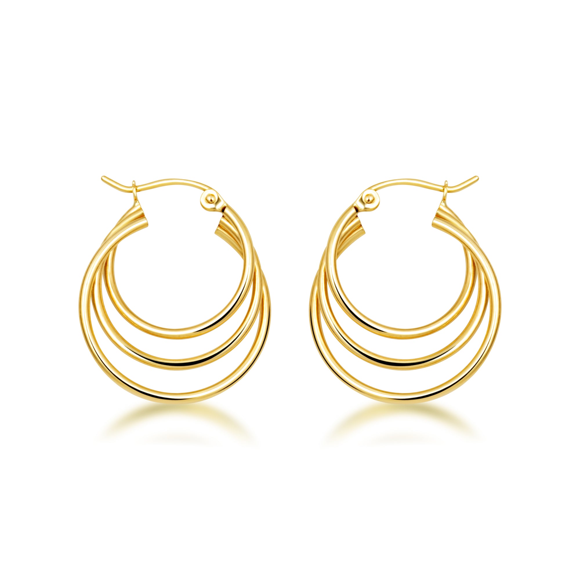 Triple Hoop Earrings in 14K Gold