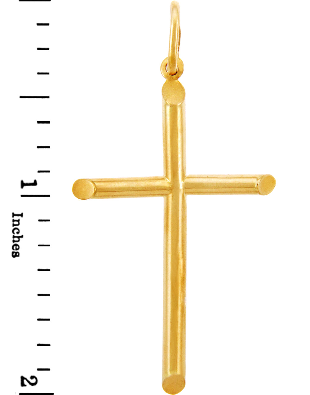 Two Inch Gold Cross Pendant — Depth: 0.05, view 2