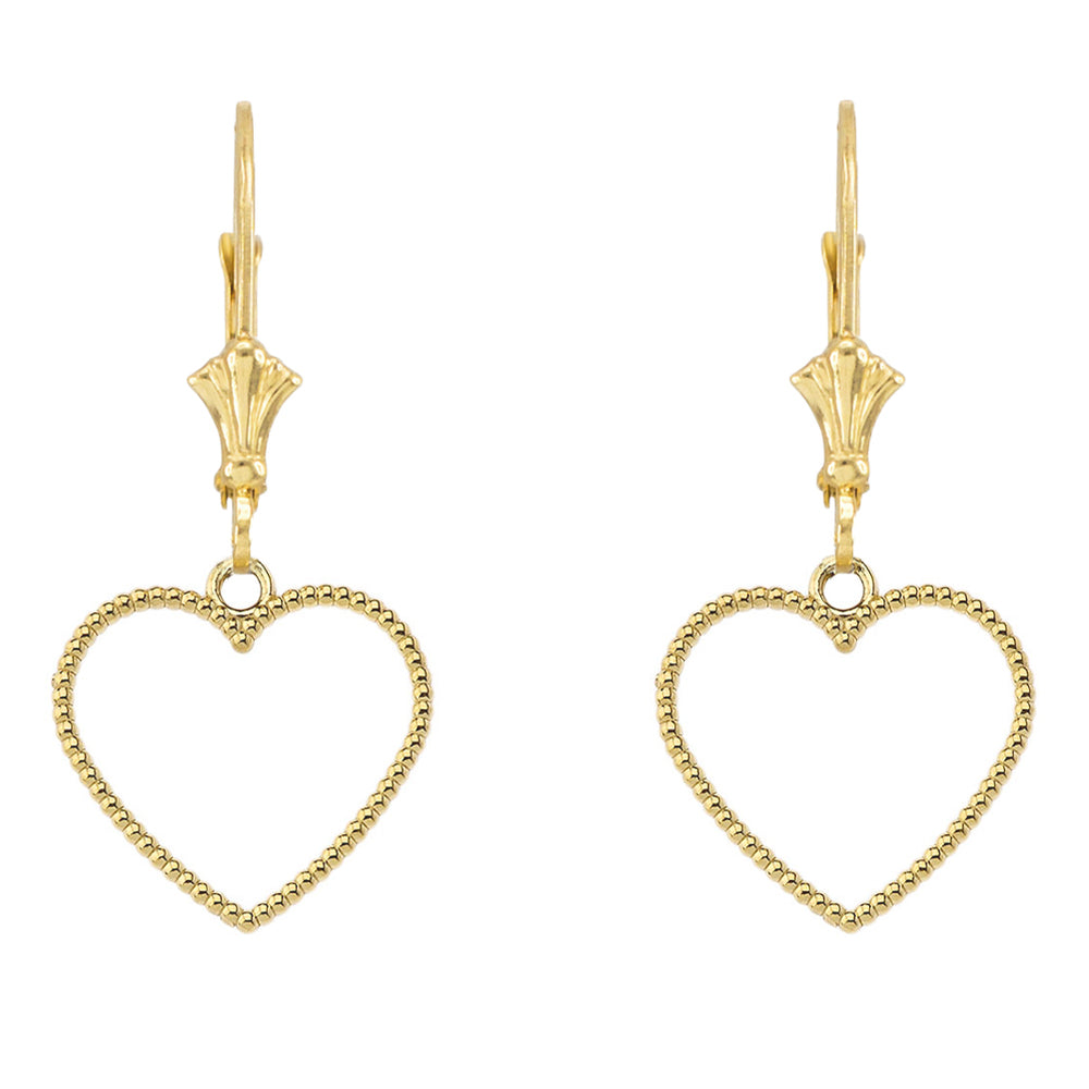 Two Sided Beaded Open Heart Earrings