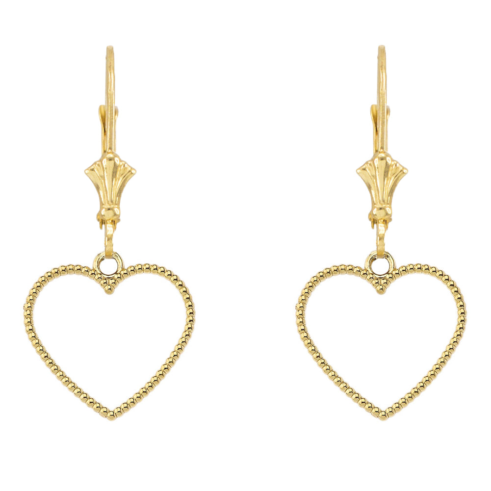 Two Sided Beaded Open Heart Earrings