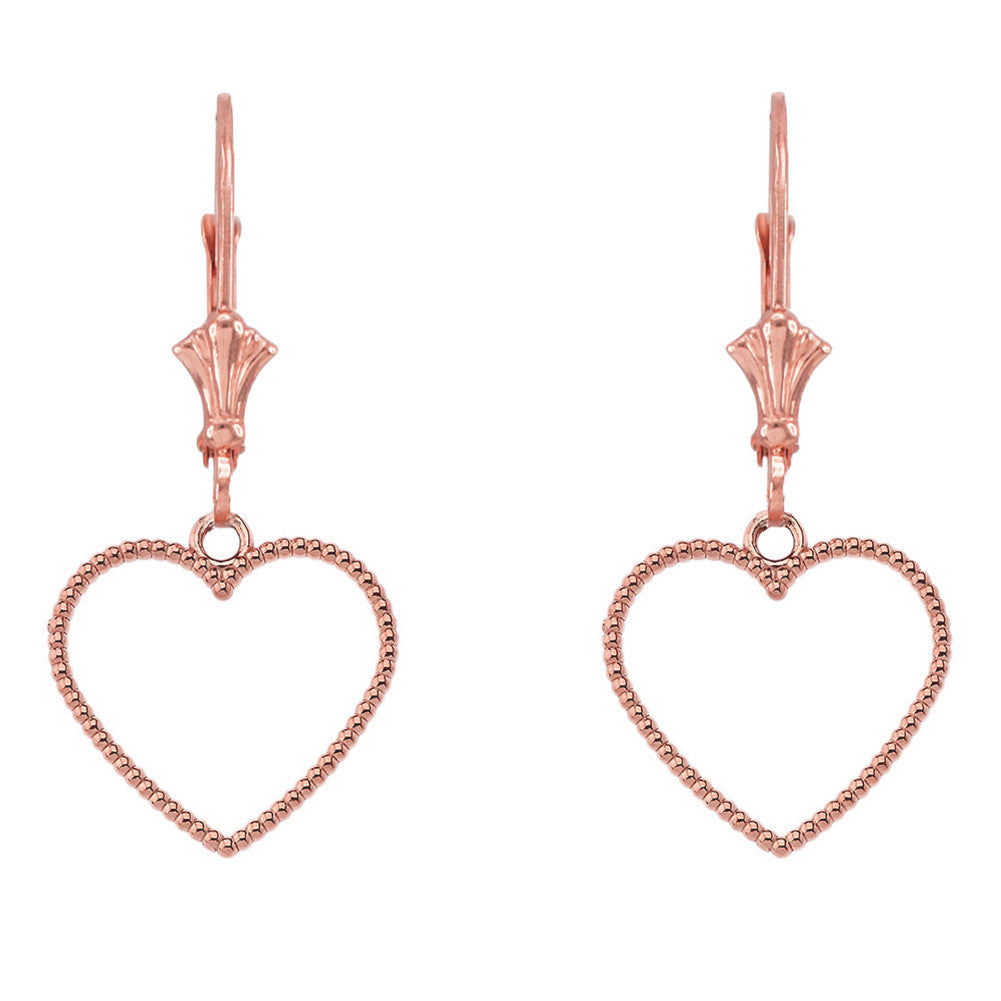 Two Sided Beaded Open Heart Earrings, view 2