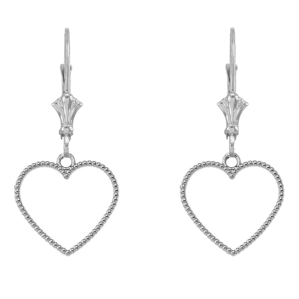 Two Sided Beaded Open Heart Earrings, view 3