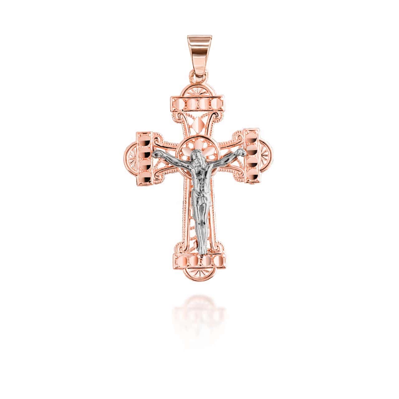 Two-Tone Crucifix Pendant Necklace, view 5