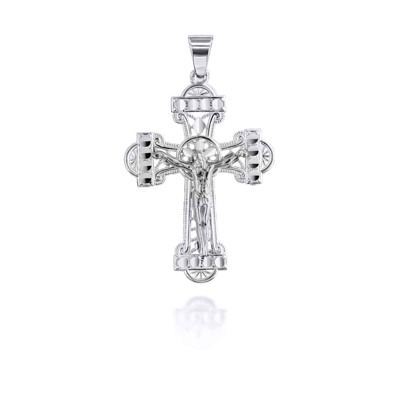 Two-Tone Crucifix Pendant Necklace, view 7