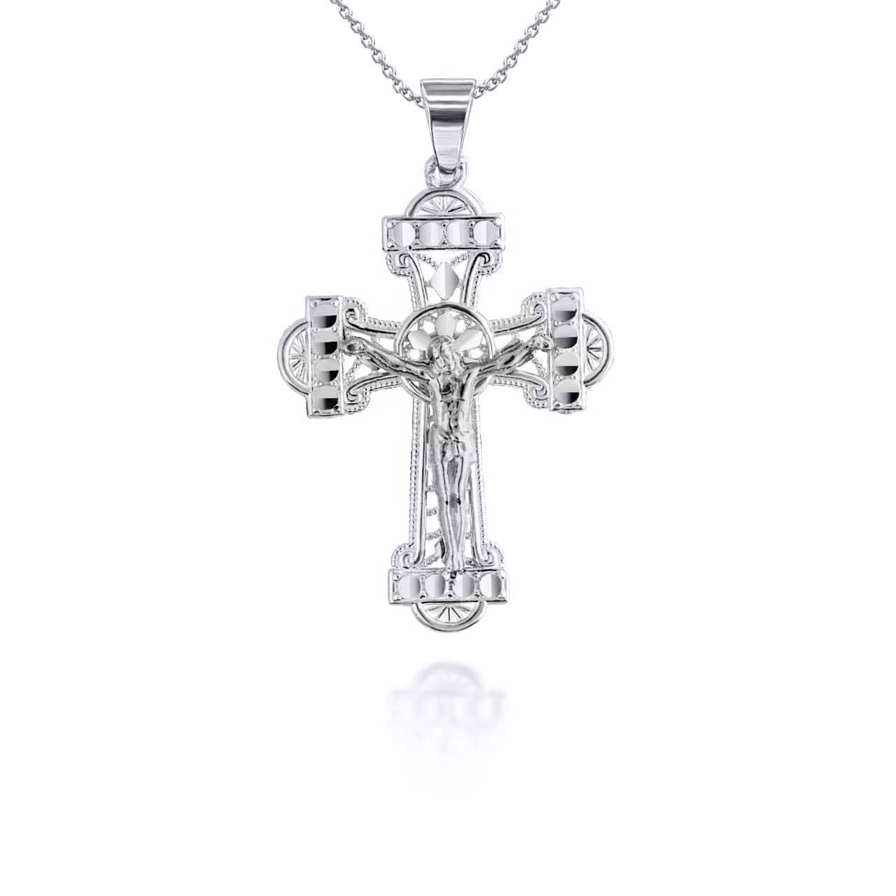 Two-Tone Crucifix Pendant Necklace, view 8