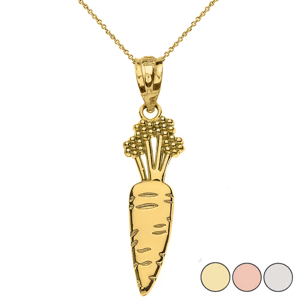 Two-Tone Gold Carrot Vegetable Pendant Necklace