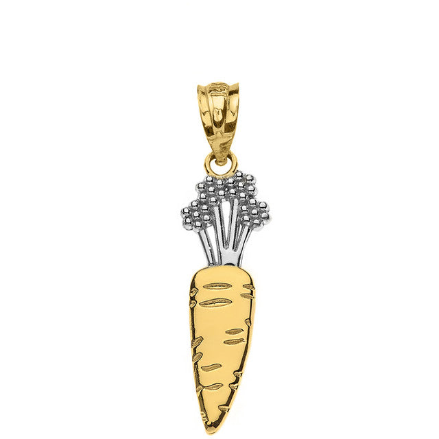 Two-Tone Gold Carrot Vegetable Pendant Necklace, view 4
