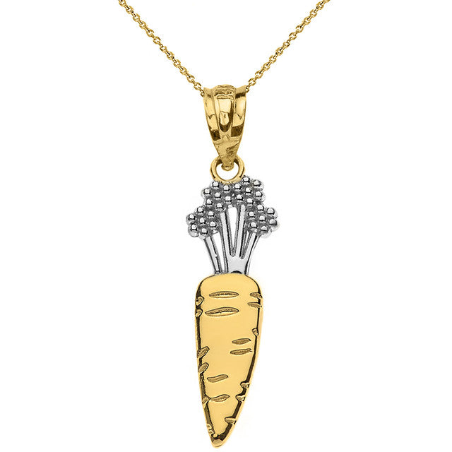 Two-Tone Gold Carrot Vegetable Pendant Necklace, view 5
