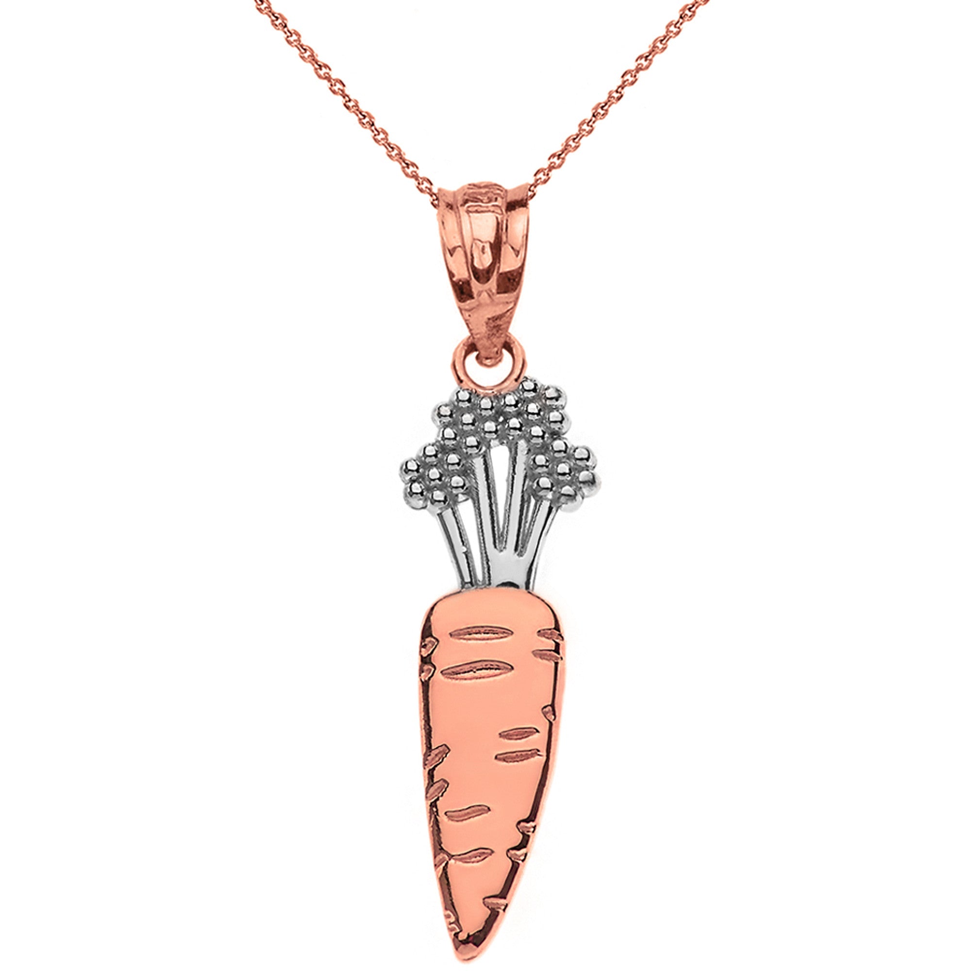 Two-Tone Gold Carrot Vegetable Pendant Necklace, view 8