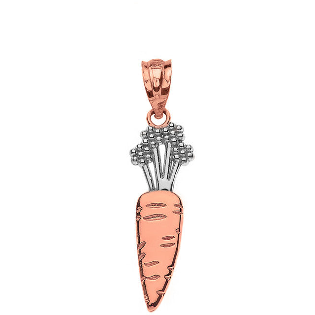 Two-Tone Gold Carrot Vegetable Pendant Necklace, view 9