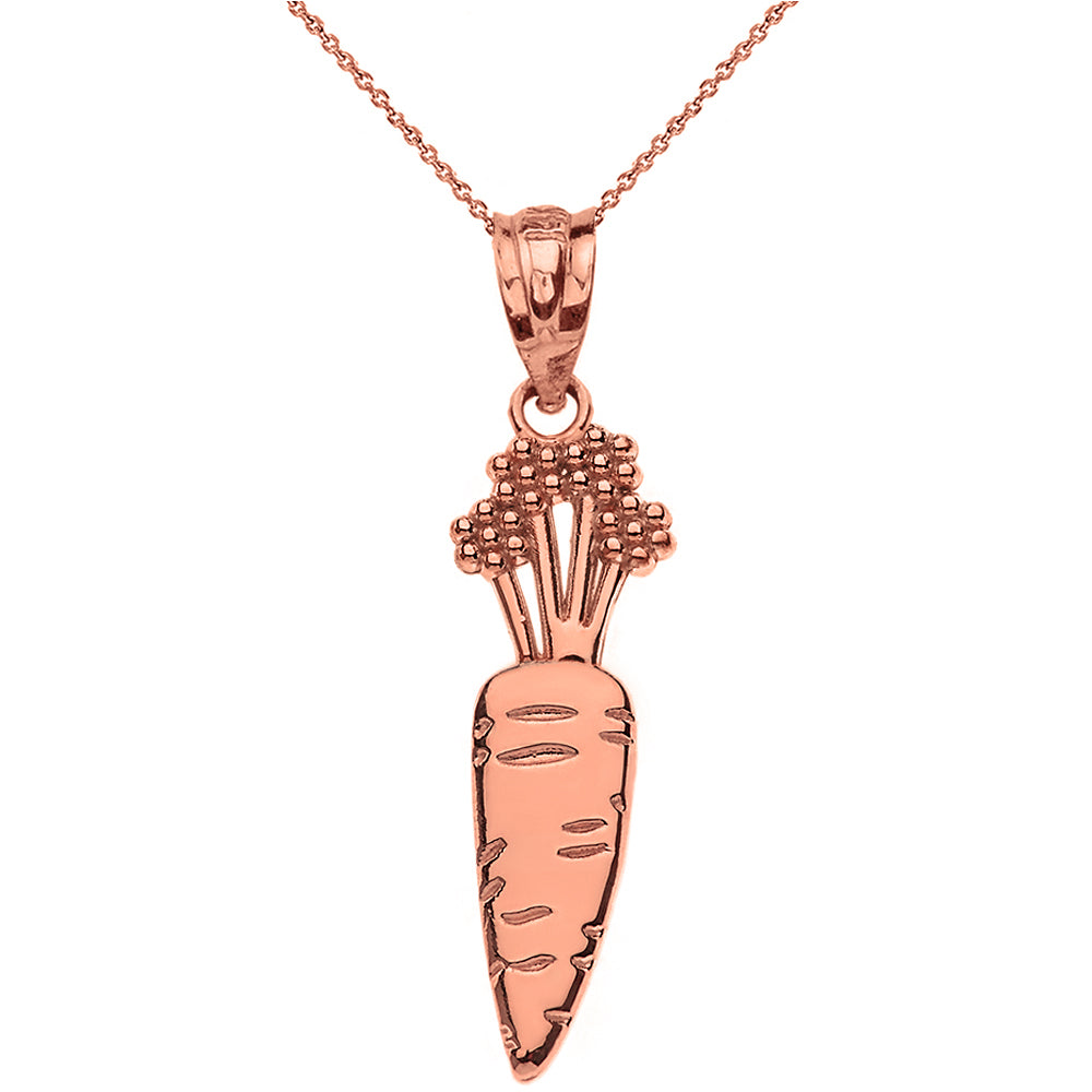 Two-Tone Gold Carrot Vegetable Pendant Necklace, view 10
