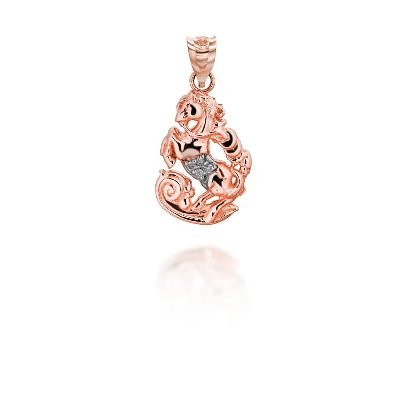 Two-Tone Gold Chinese Lunar New Year of the Horse with Diamonds Pendant Necklace, view 6